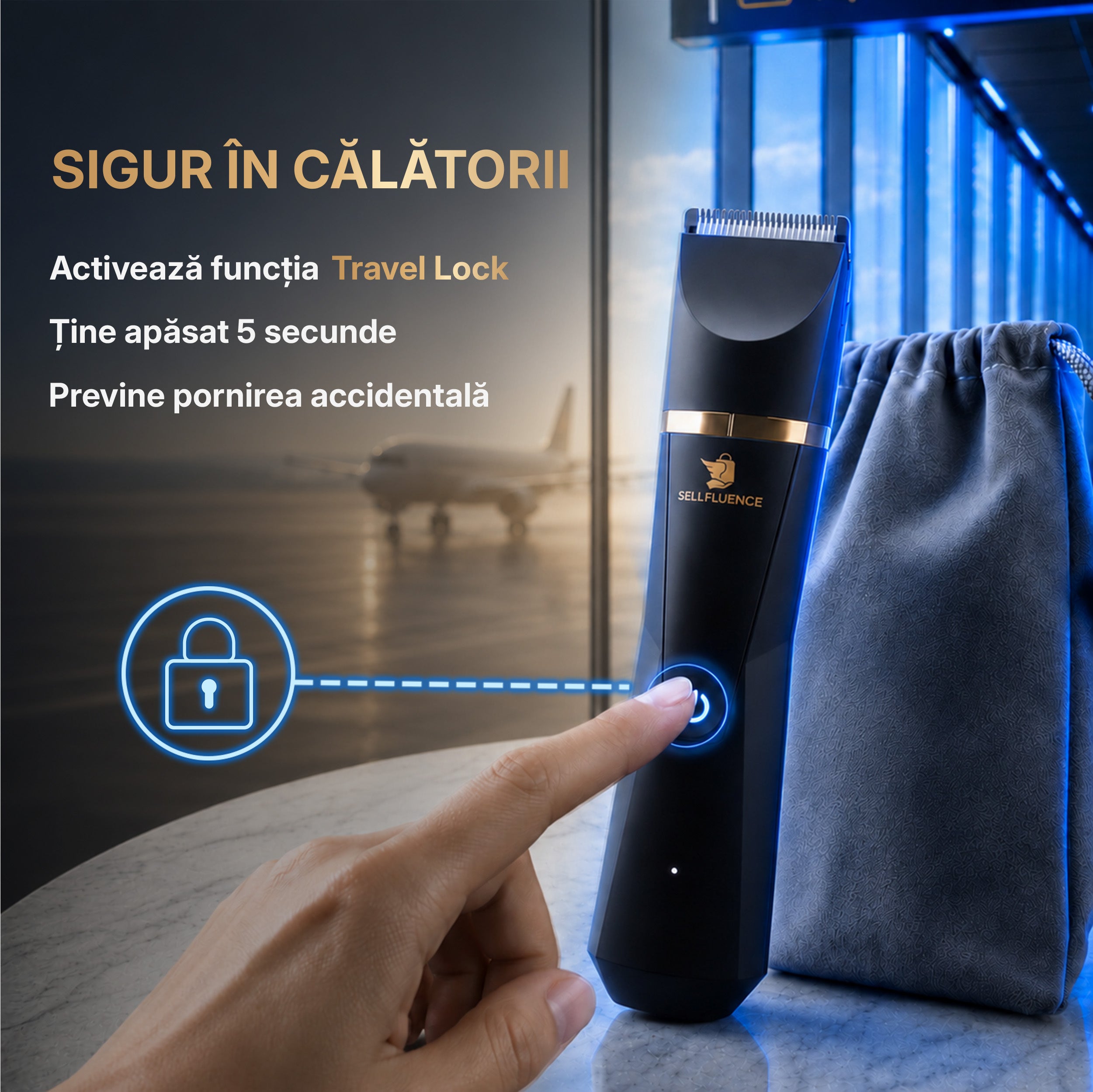 Masina de tuns si aparat de ras, Sellfluence Trimmer 2.0, multifunctional 3 in 1, de tuns, ras, nazal si conturare, pentru corp, inghinal, barba, nas, USB Type C, rezistent la apa, 7000 rpm