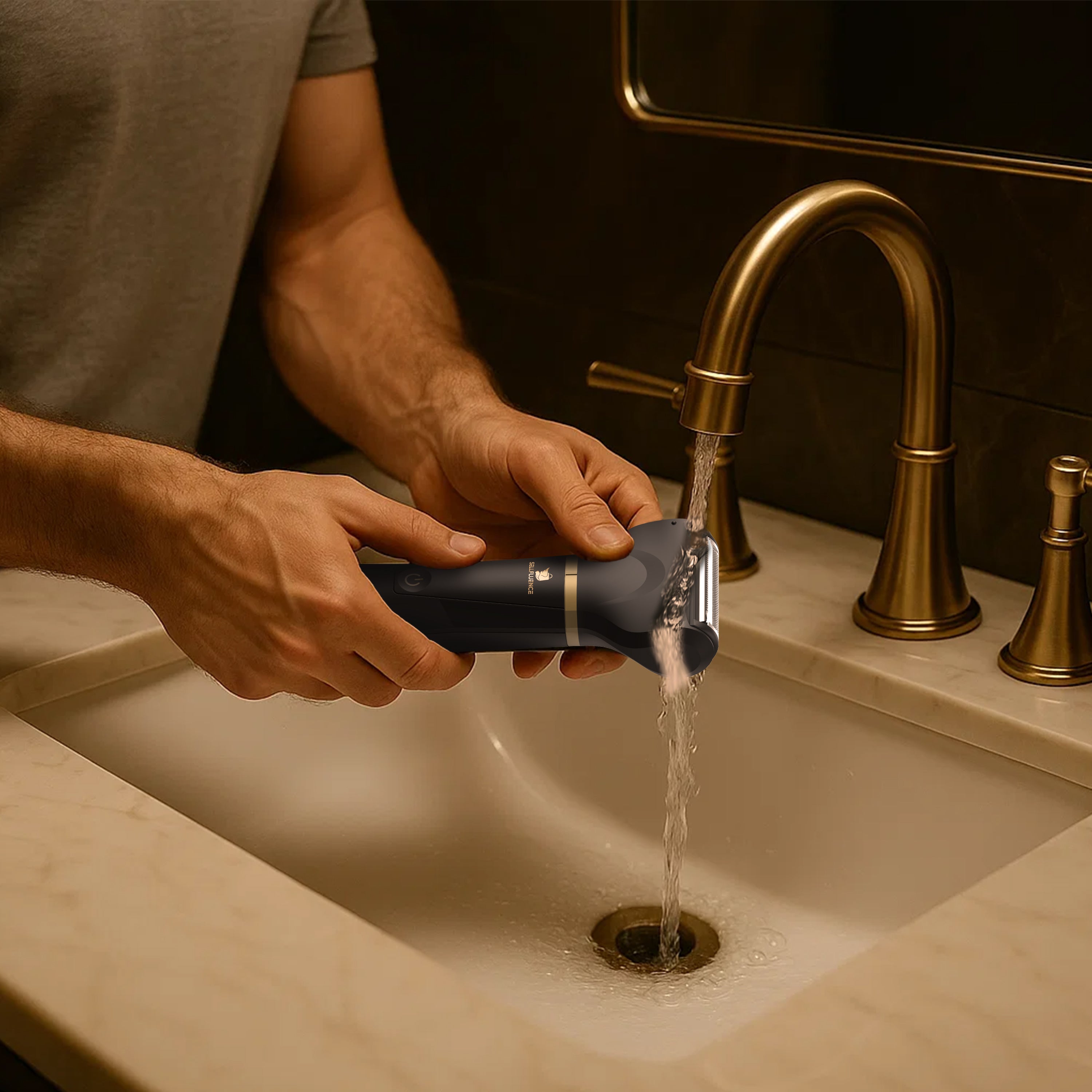 Masina de tuns si aparat de ras, Sellfluence Trimmer 2.0, multifunctional 3 in 1, de tuns, ras, nazal si conturare, pentru corp, inghinal, barba, nas, USB Type C, rezistent la apa, 7000 rpm