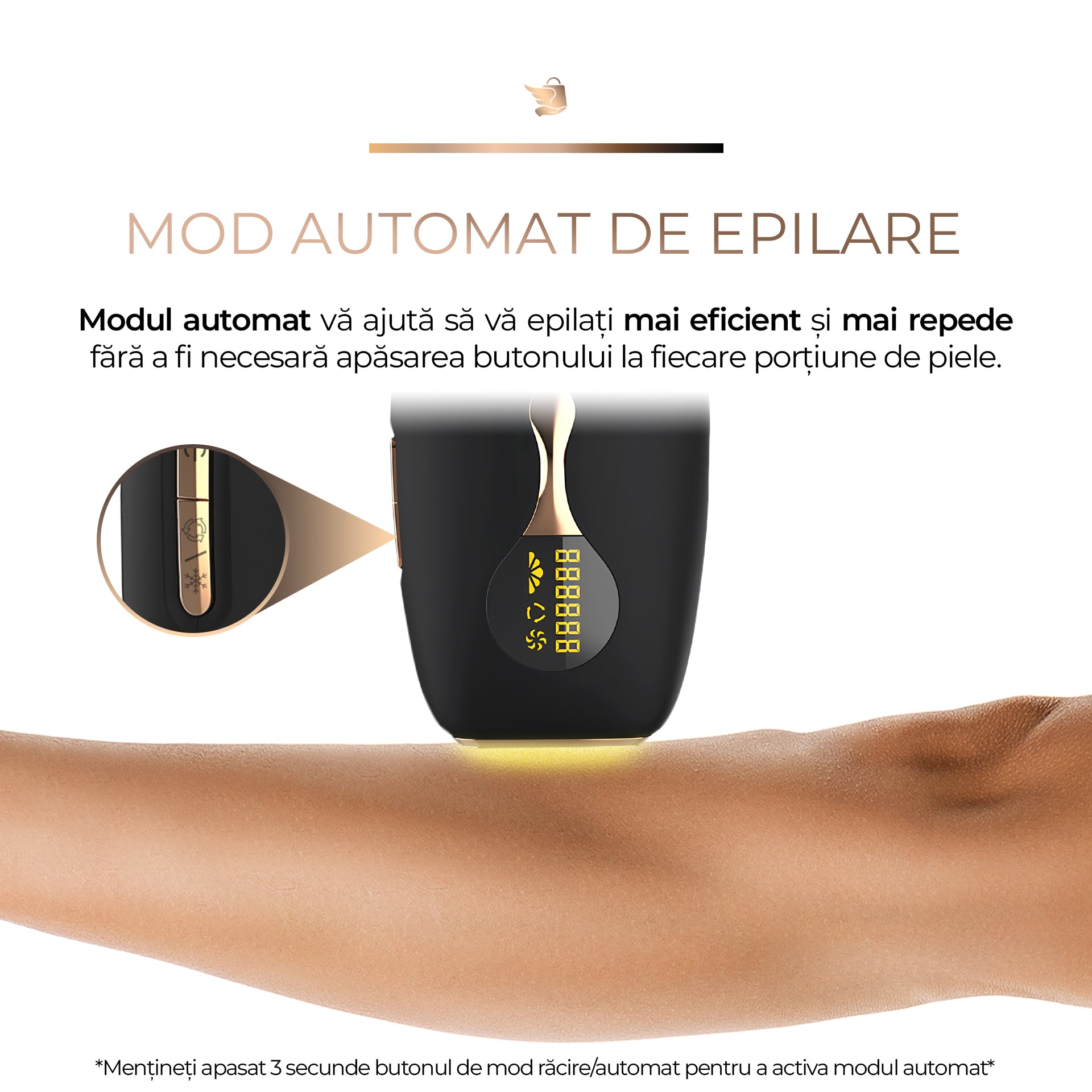 Epilator IPL Sellfluence ICE-COOL 4 in 1, epilare definitiva fara durere, 999.999 pulsatii, mod automat, pentru barbati, femei, indeparteaza parul permanent de pe corp, brate, picioare, axila, facial si inghinal, senzor piele