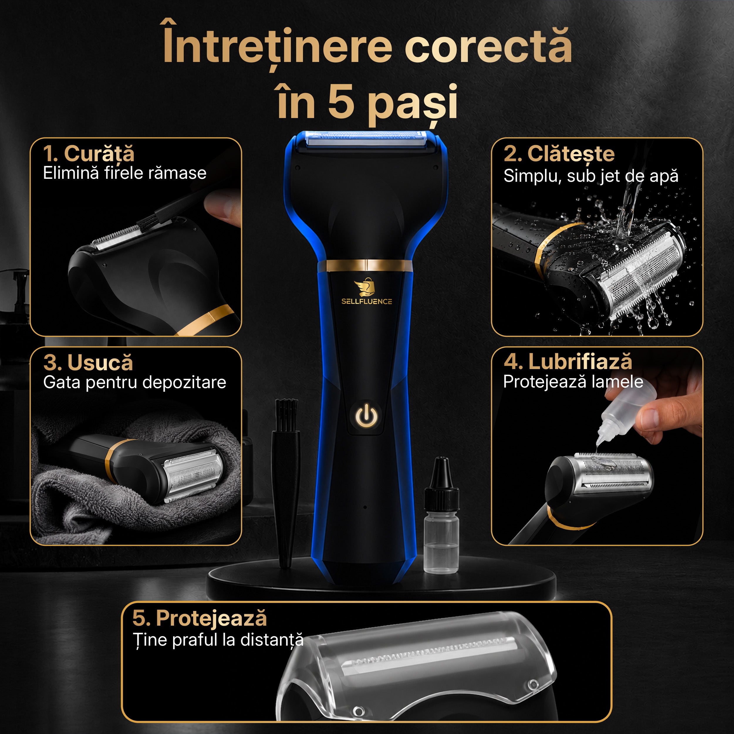 Masina de tuns si aparat de ras, Sellfluence Trimmer 2.0, multifunctional 3 in 1, de tuns, ras, nazal si conturare, pentru corp, inghinal, barba, nas, USB Type C, rezistent la apa, 7000 rpm