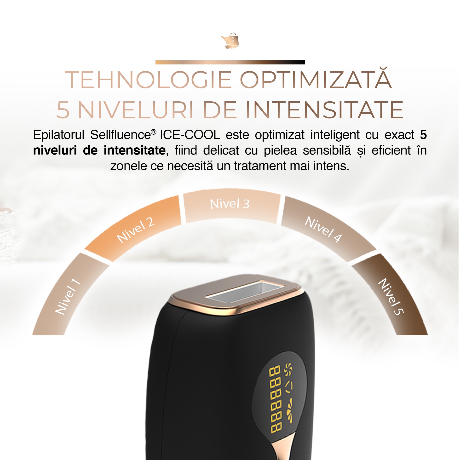 Epilator IPL Sellfluence ICE-COOL 4 in 1, epilare definitiva fara durere, 999.999 pulsatii, mod automat, pentru barbati, femei, indeparteaza parul permanent de pe corp, brate, picioare, axila, facial si inghinal, senzor piele