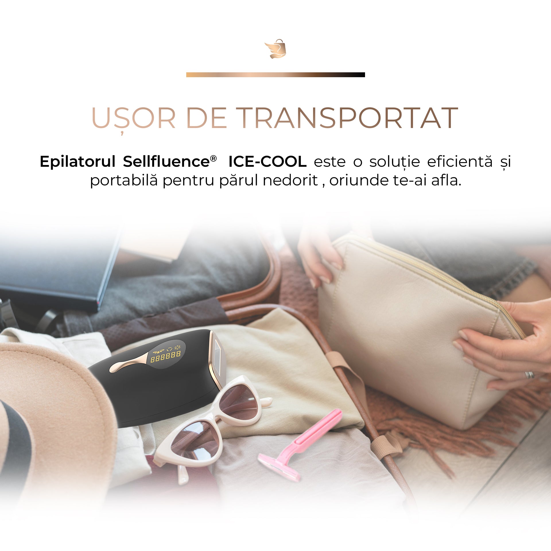 Epilator IPL Sellfluence ICE-COOL 4 in 1, epilare definitiva fara durere, 999.999 pulsatii, mod automat, pentru barbati, femei, indeparteaza parul permanent de pe corp, brate, picioare, axila, facial si inghinal, senzor piele
