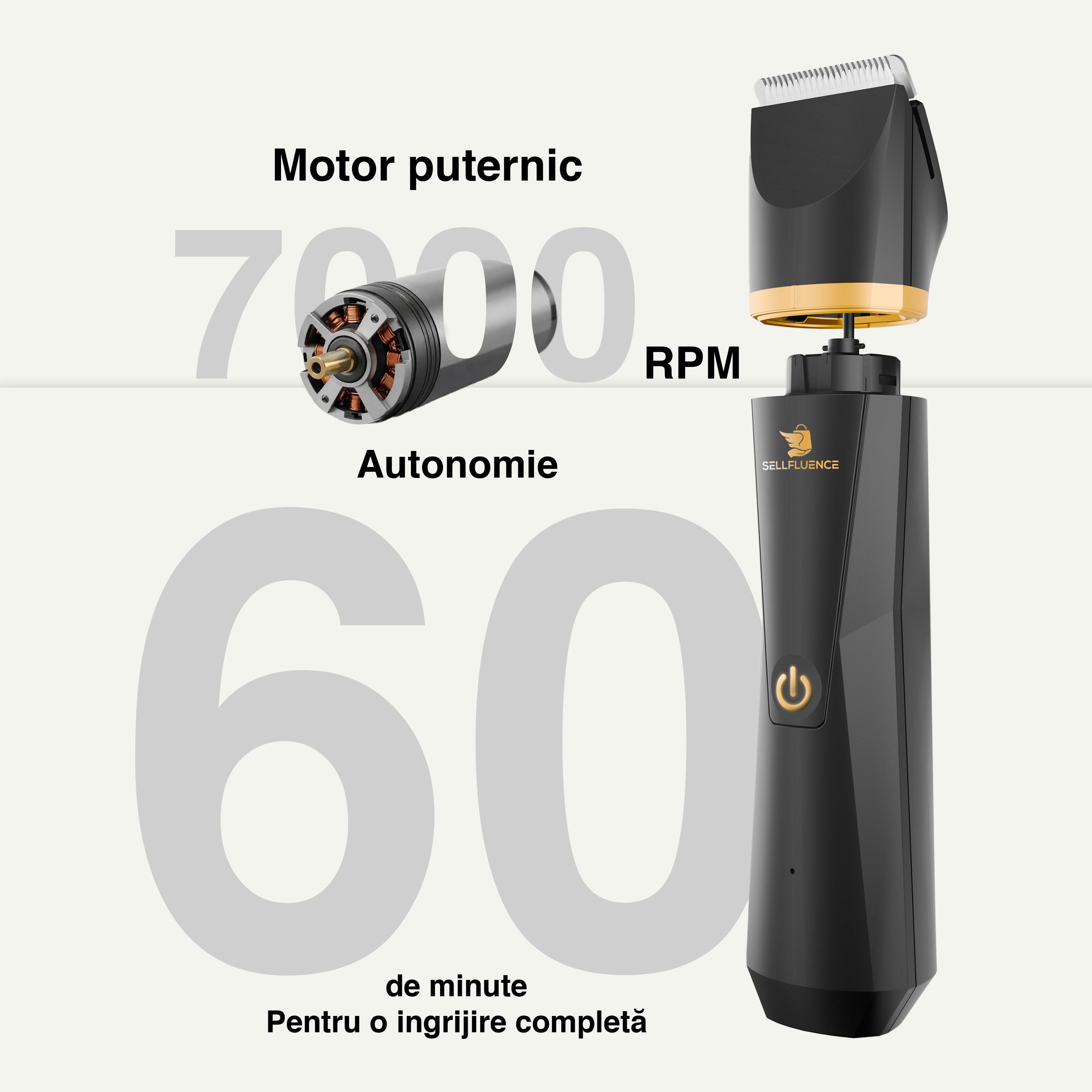 Masina de tuns si aparat de ras, Sellfluence Trimmer 2.0, multifunctional 3 in 1, de tuns, ras, nazal si conturare, pentru corp, inghinal, barba, nas, USB Type C, rezistent la apa, 7000 rpm