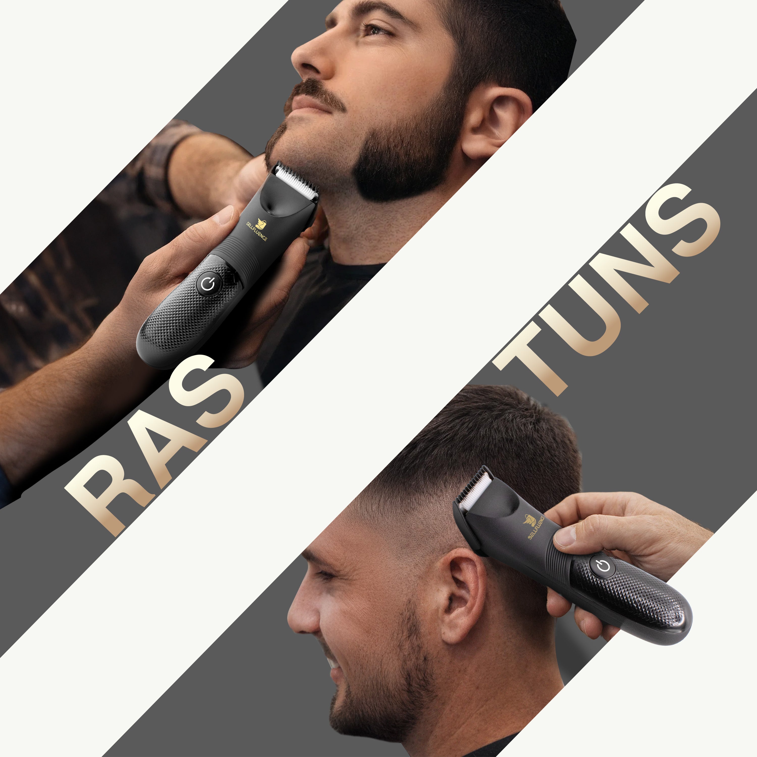 Masina de tuns Sellfluence Trimmer 1.0, inghinal, barba si corp, rezistent la apa, wireless, lumina led, 5000 rpm, cu stand, incarcare Type-C